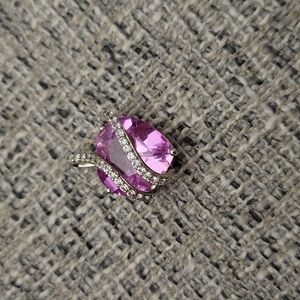 Real silver pendant with pink and white stones